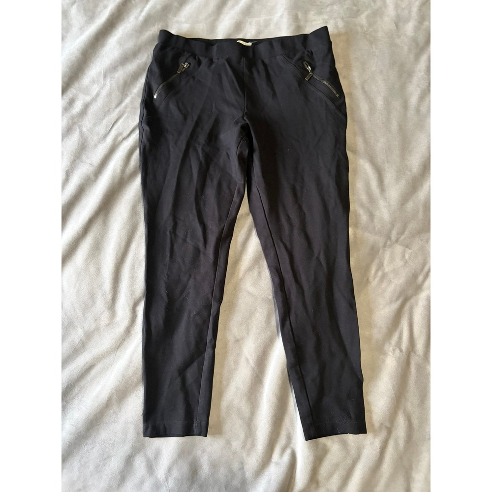 Matty M Black Pull On Leggings with Front Zipper Pockets and Back Pockets